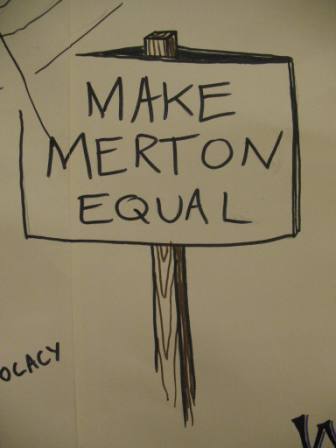 banner saying make Merton Equal